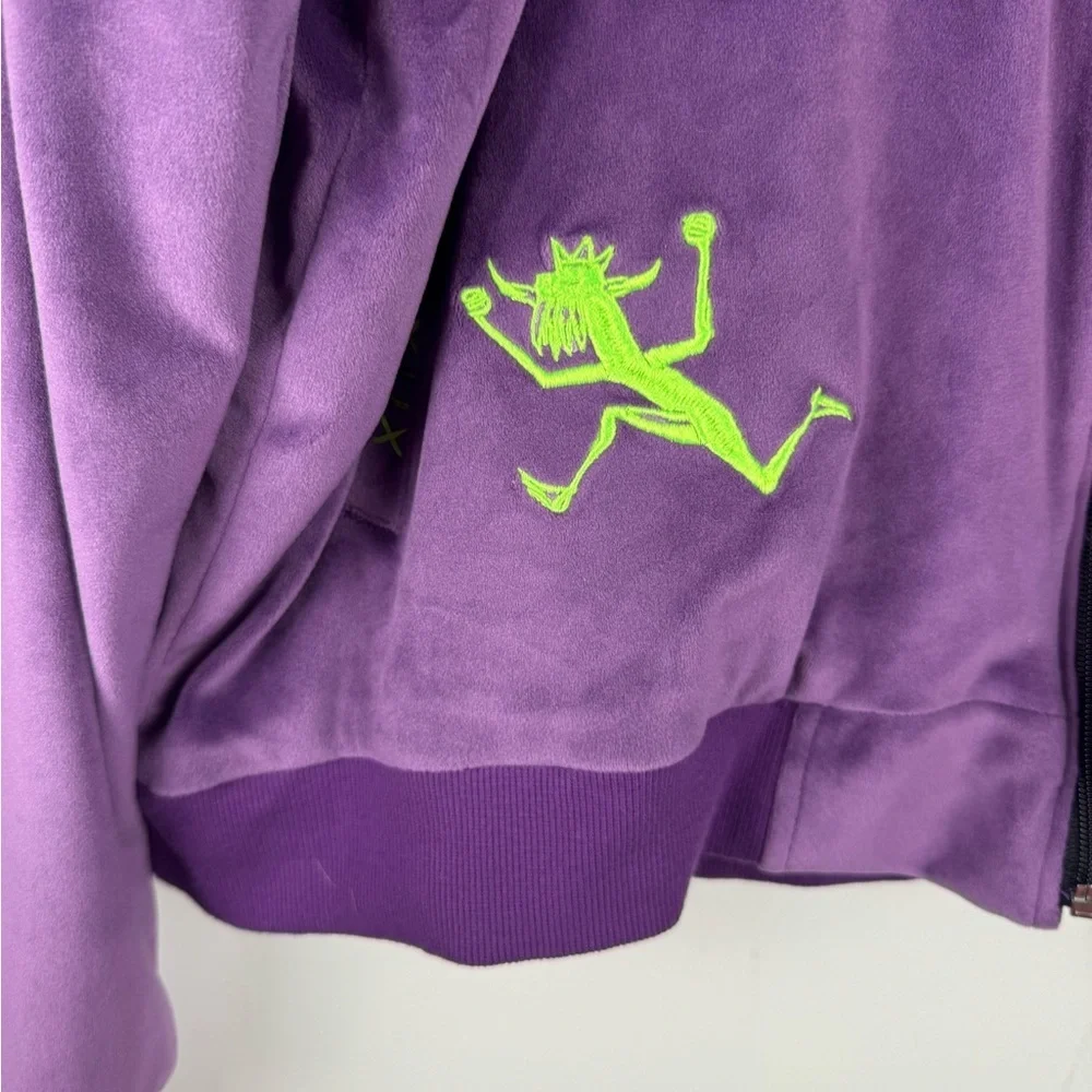 NWT Reigning Fury King Fury Purple Velour Full Zip Jacket Long Sleeve Set  XL